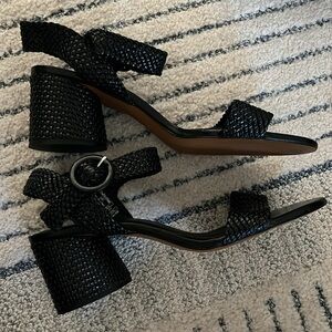 New: Zara Collection braided leather ankle strap heel sandals black size 40